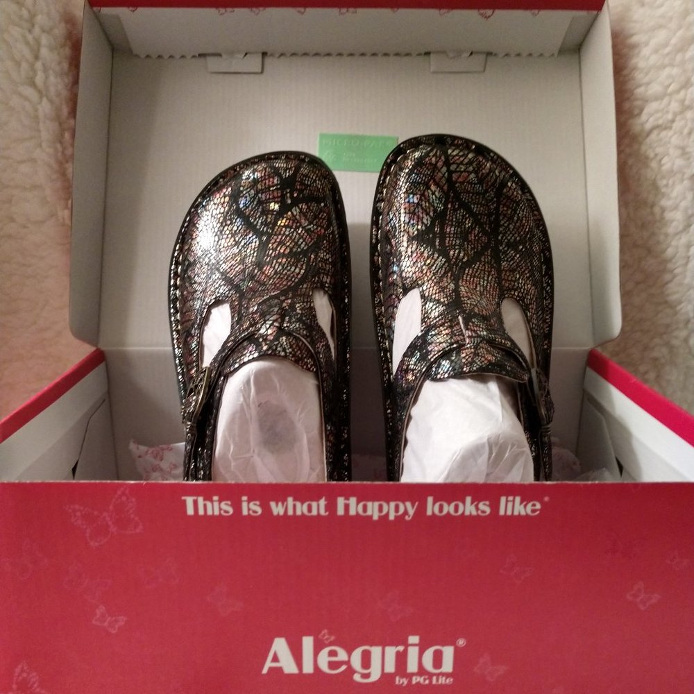 Alegria Slip-on Clogs Classic Style, Multicolor Shimmer, SZ 6-6.5